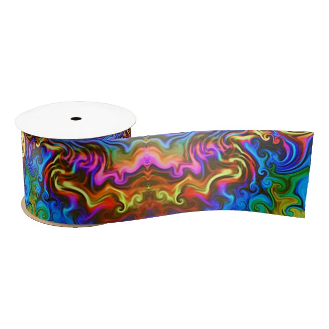 Psychedelic Rainbow Neon Ribbon Satin Ribbon (Spool)
