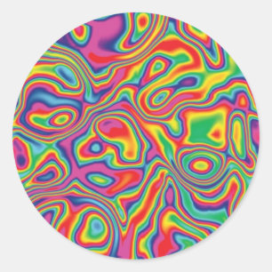 Psychedelic Rainbow Oil Pattern Classic Round Sticker