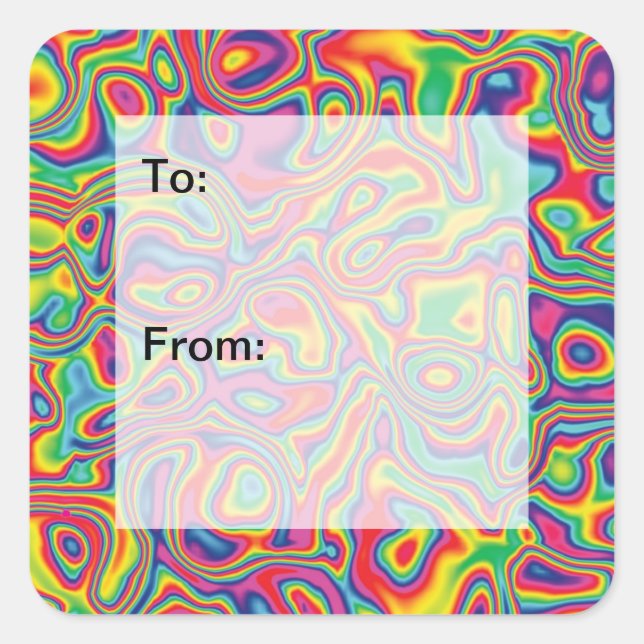Psychedelic Rainbow Oil Pattern Gift Tags (Front)