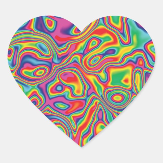 Psychedelic Rainbow Oil Pattern Heart Sticker (Front)
