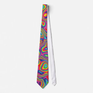 Psychedelic Rainbow Oil Pattern Tie