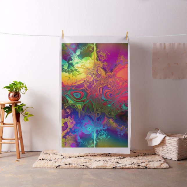 Psychedelic Rainbow Paint Spill Splatter Fabric (In Situ)