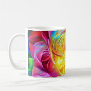 Psychedelic Rainbow Rose Coffee Mug