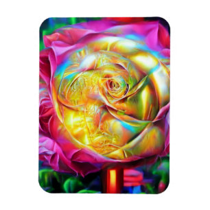 Psychedelic Rainbow Rose Magnet