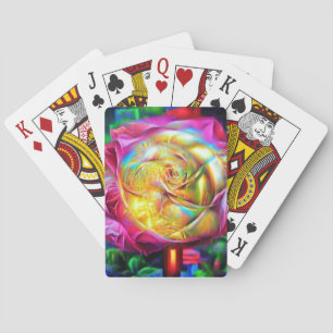 Psychedelic Rainbow Rose Playing Cards