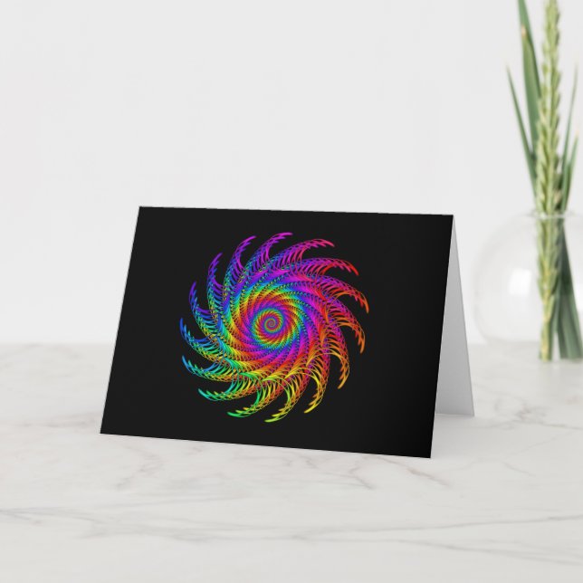 Psychedelic Rainbow Spiral Greeting Card (Front)