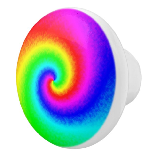 Psychedelic Rainbow Spiral of Transformation Ceramic Knob (Right)