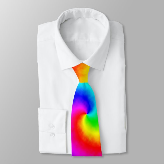 Psychedelic Rainbow Spiral of Transformation Tie (Tied)