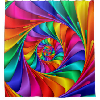 Psychedelic Rainbow Spiral Shower Curtain