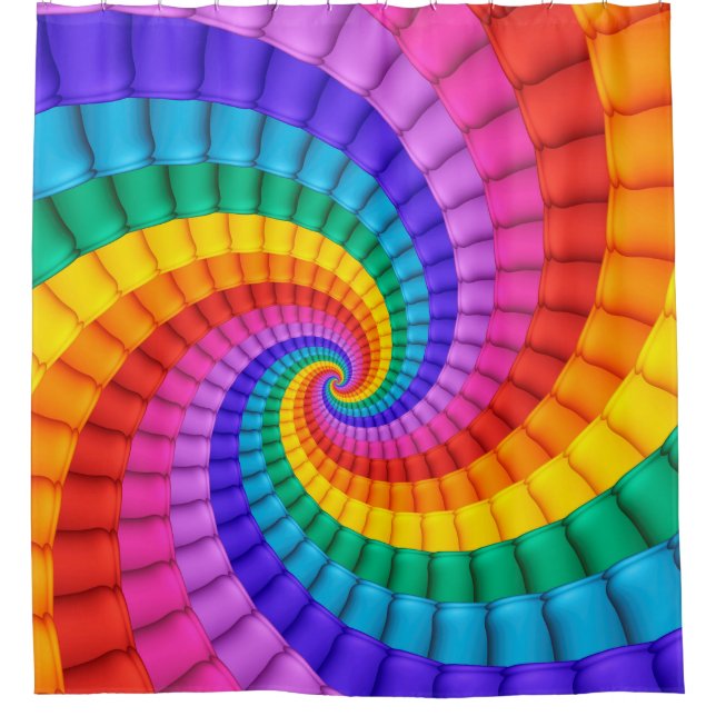 Psychedelic Rainbow Spiral  Shower Curtain (Front)