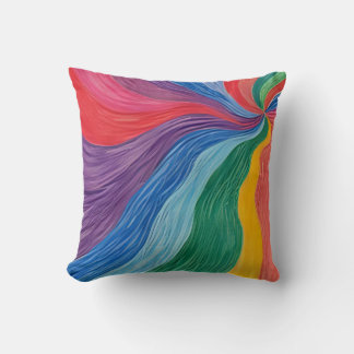 Psychedelic Rainbow Swirl Abstract Wall Art Vibran Cushion