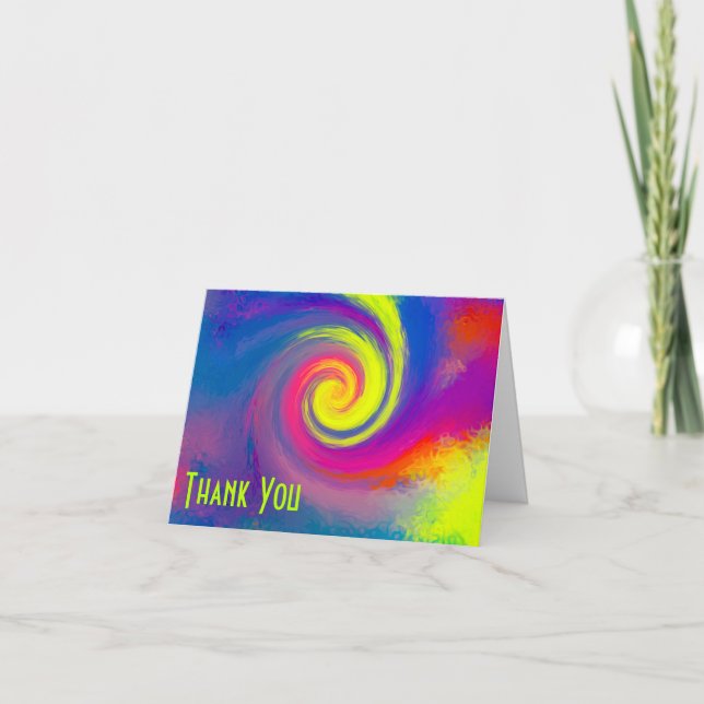 Psychedelic Rainbow Swirl Thank You Card (Front)