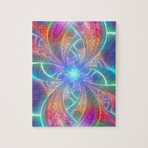 Psychedelic Rainbow Swirls Fractal Pattern Jigsaw Puzzle