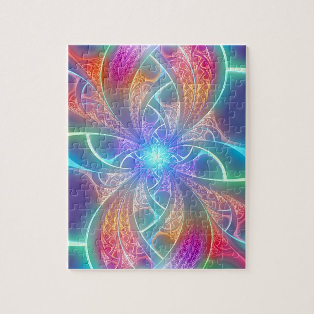 Psychedelic Rainbow Swirls Fractal Pattern Jigsaw Puzzle (Vertical)