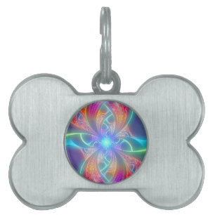 Psychedelic Rainbow Swirls Fractal Pattern Pet ID Tag