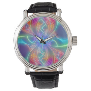 Psychedelic Rainbow Swirls Fractal Pattern Watch