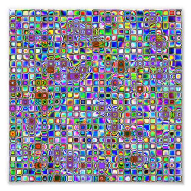 Psychedelic Rainbow Textured Mosaic Tiles Pattern Photo Print (Front)