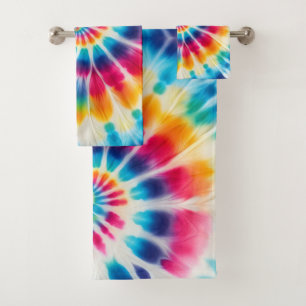 Psychedelic Rainbow Tie Dye Towel Set