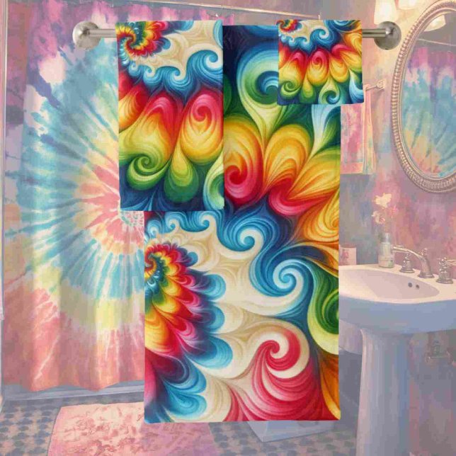 Psychedelic Rainbow Tie Dye Towel Set (Creator Uploaded)