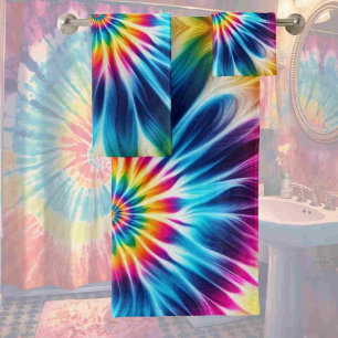 Psychedelic Rainbow Tie Dye Towel Set