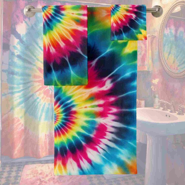 Psychedelic Rainbow Tie Dye Towel Set (Creator Uploaded)