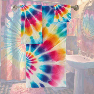 Psychedelic Rainbow Tie Dye Towel Set