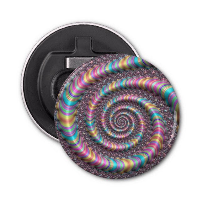 Psychedelic Rainbow Unicorn Funky Nautilus Fractal Bottle Opener (Front)