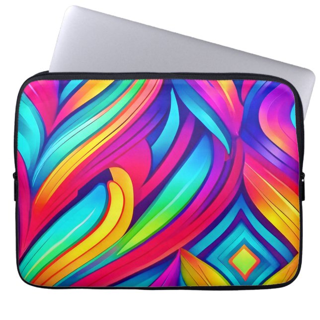 Psychedelic Rainbow Vortex Laptop Sleeve (Front)