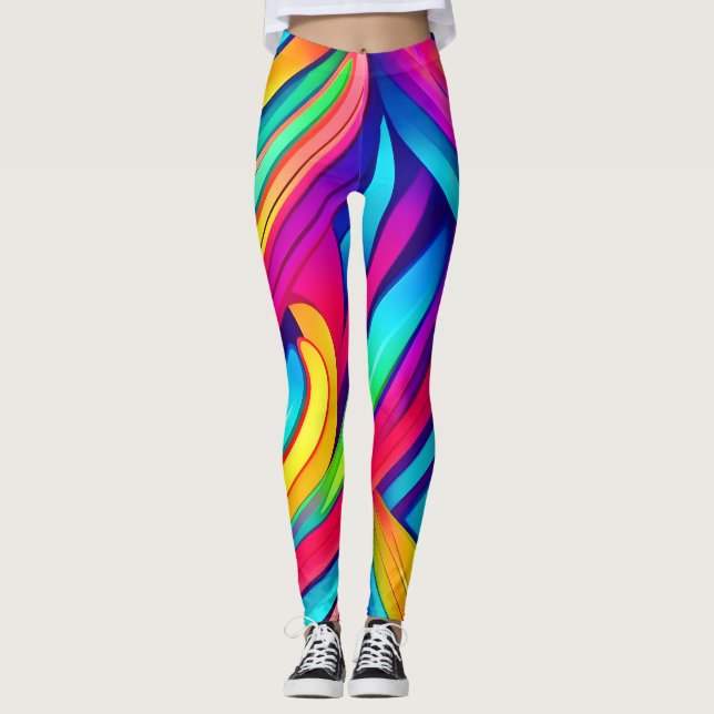  Psychedelic Rainbow Vortex Leggings (Front)