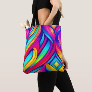 Psychedelic Rainbow Vortex Tote Bag