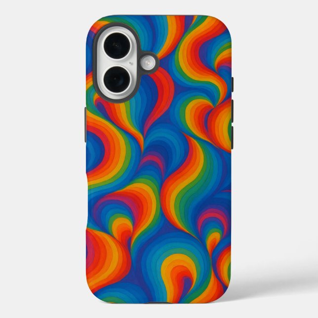 Psychedelic Rainbow Waves Case-Mate iPhone Case (Back)