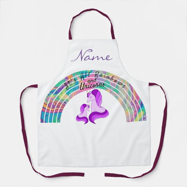 Psychedelic Rainbows and Unicorns Thunder_Cove  Apron (Front)