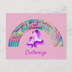 Psychedelic Rainbows and Unicorns Thunder_Cove Postcard