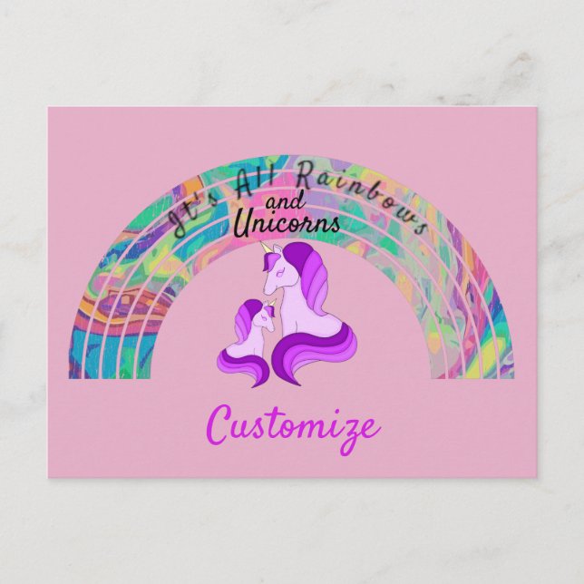 Psychedelic Rainbows and Unicorns Thunder_Cove Postcard (Front)