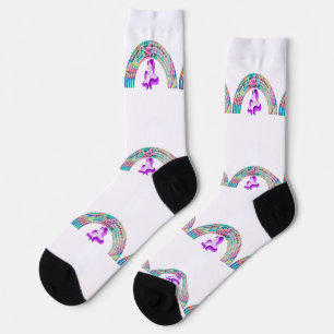 Psychedelic Rainbows and Unicorns Thunder_Cove Socks