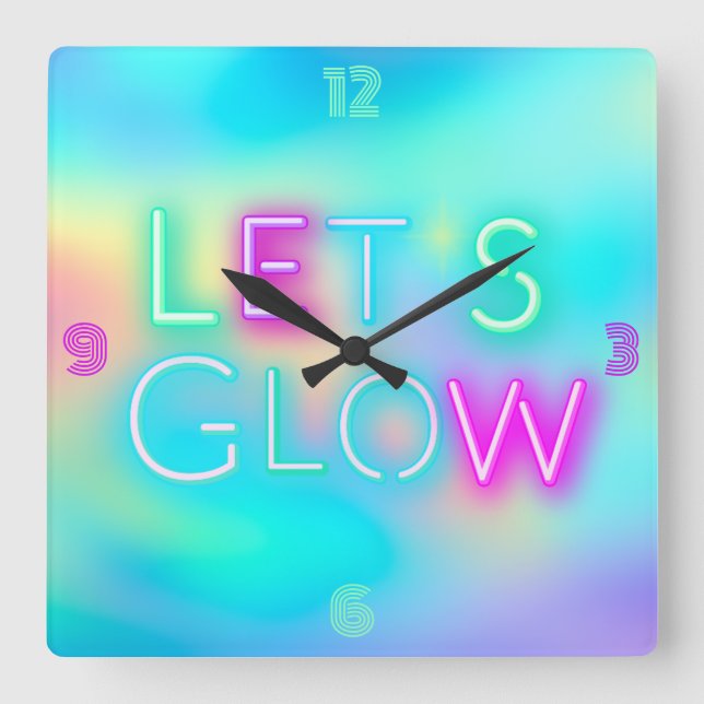 Psychedelic Rave Neon look Glow Party Girls Boys  Square Wall Clock (Front)