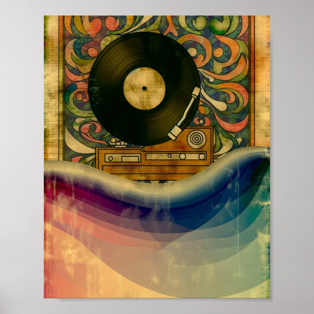 Psychedelic Record Player Art Poster (Front)