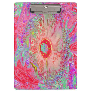 Psychedelic Retro Coral Rainbow Hibiscus Clipboard