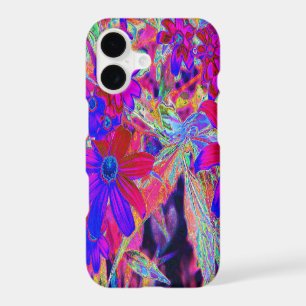 Psychedelic Retro Crimson and Magenta Wildflowers