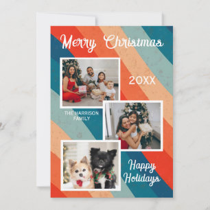 Psychedelic Retro Groovy Wave Photos Christmas Holiday Card