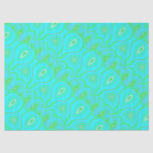 Psychedelic retro hippie sixties green blue boho tissue paper