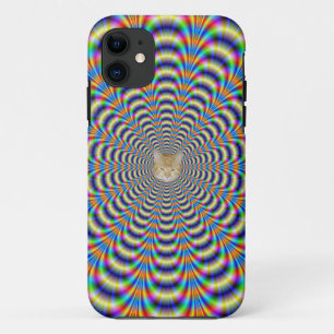 Psychedelic Ringed Pulse + or - Cat iPhone 11 Case