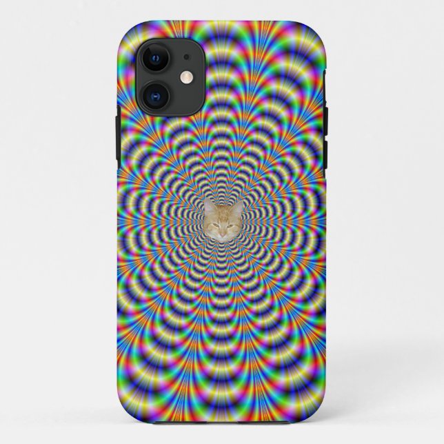 Psychedelic Ringed Pulse + or - Cat Case-Mate iPhone Case (Back)