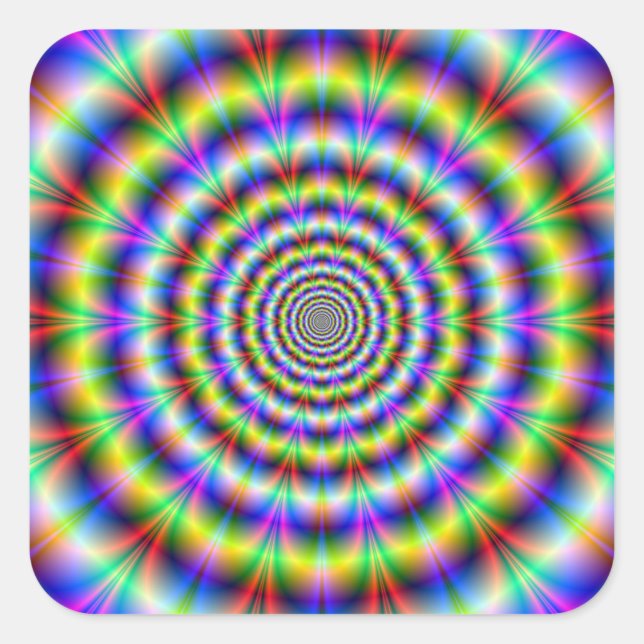 Psychedelic Ringed Pulse Square Sticker (Front)