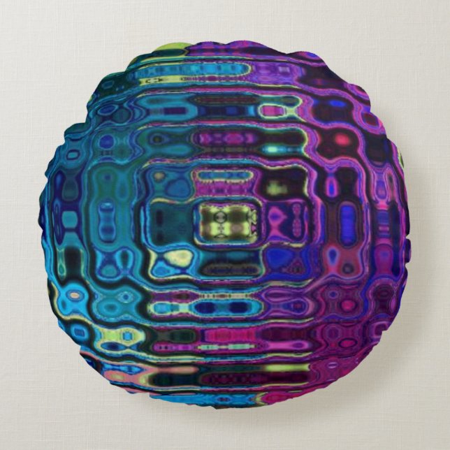 Psychedelic Ripple Effect  Round Cushion (Front)