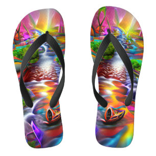 Psychedelic River Landscape Nature Custom Created  Thongs