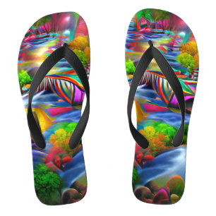 Psychedelic River Landscape Nature Custom Created  Thongs