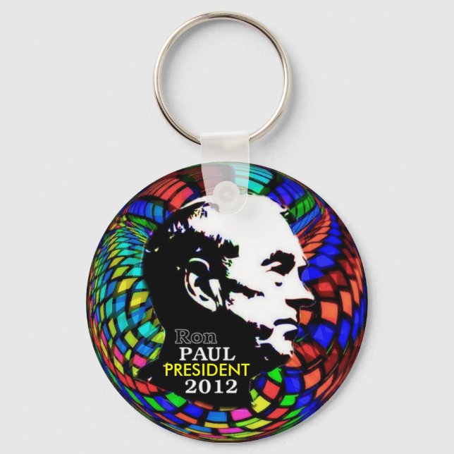Psychedelic Ron Paul Keychain (Front)