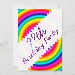Psychedelic Round Circles Rainbow Birthday Invitation