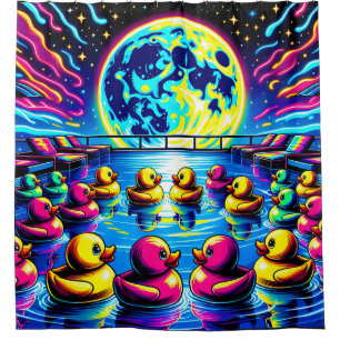 "Psychedelic Rubber Ducky Adventures" Shower Curtain